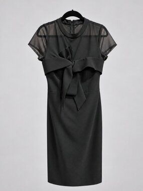 JS Collections Roselle Black Bow Illusion Midi Dress SZ 12